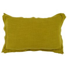 Viskose-Leinen Kissen mit Rand, 50x30cm, moos