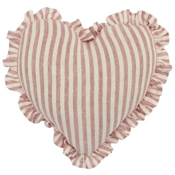 Cotton linen cushion, heart shape, raffle, 35x35cm, mauve