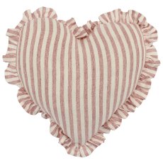 Baumwoll-Leinen Kissen, Herzform, Raffle, 35x35cm, mauve