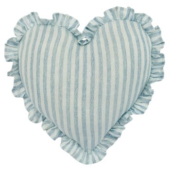 Baumwoll-Leinen Kissen, Herzform, Raffle, 35x35cm, hellblau
