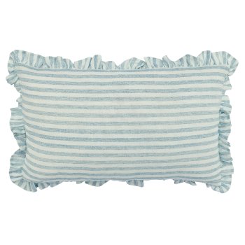 Cotton-linen cushion, raffle, 50x30cm, light blue