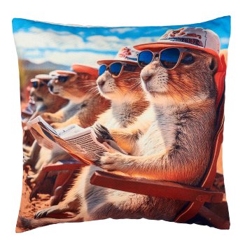Stoffkissen INSTYLE mit Faultier/Erdmännchen Print, 2fa.so., 45x45cm, bunt, Lepuro
