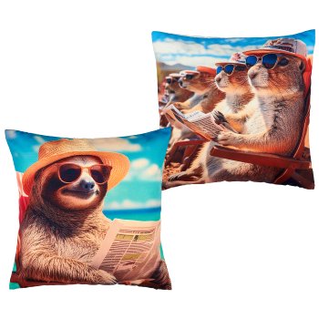 Stoffkissen INSTYLE mit Faultier/Erdmännchen Print, 2fa.so., 45x45cm, bunt, Lepuro