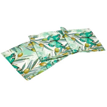 Outdoor Tischläufer INSTYLE mit Oliven Print, wasserabweisend, 140x40cm,