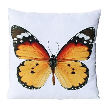 Fabric Cushion Print Butterfly, 45x45cm, Orange