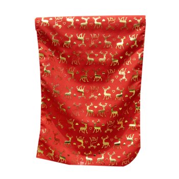 Fabric Elk Print On Roll, 35x300cm, Red Gold