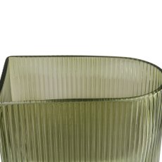 Glass vase ARTA with cut glass, 16x16x20cm, Kaki