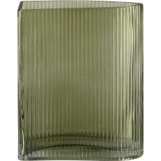 Glass vase ARTA with cut glass, 16x16x20cm, Kaki