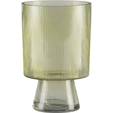 Glasgefäß Amphore mit Fuß, 21x14x7cm, Khaki