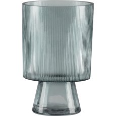 Glass jar amphora w.base, 21x14x7cm, cloud blue