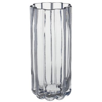 Glasvase Zylinder Blütenform, 11x10x24cm, transparent