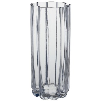 Glasvase Zylinder Blütenform, 12x11x28cm, transparent