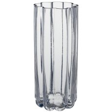 Glasvase Zylinder Blütenform, 12x11x28cm, transparent