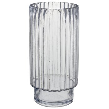 Glasvase Zylinderform auf Fuß, 15x12x30cm, transparent