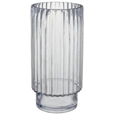 Glass vase cylinder shape on base, 15x12x30cm, transparent