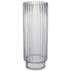 Glasvase Zylinderform auf Fuß, 15x12x40cm, transparent