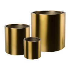 Edelstahl Übertopf 3er Set PURE, 20x20/30x30/40x40cm, gold