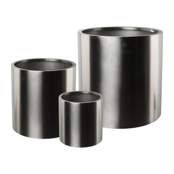 Stainless steel planter PURE, set of 3, 20x20/30x30/40x40cm, silver