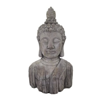 Cement Buddha Head, 14x10.5x26.5cm, Wooden Look