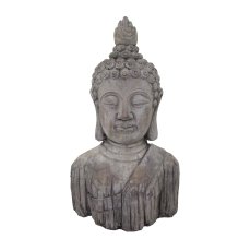 Cement Buddha Head, 21.5x13x37cm, Wooden Look