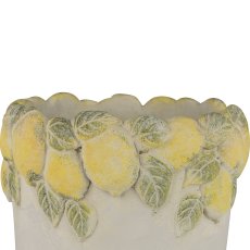 Zementvase CITRONELLA, mit Zitronendekor, 20x20x28cm, gelb