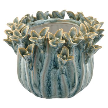 Keramik Übertopf, 17x17x12,5cm, blau
