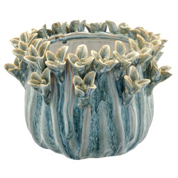 Keramik Übertopf, 21x21x13,5cm, blau