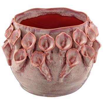 Keramik Übertopf, 18x18x13cm, rosa pfeffer
