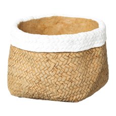 Cement planter with Rim Sevilla, 17x17x12cm, Natural