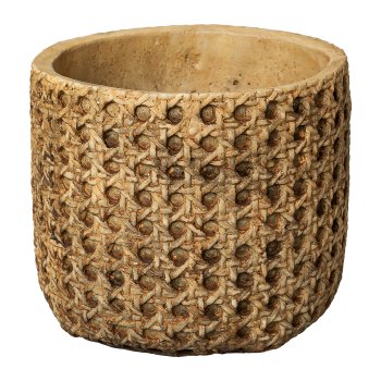 Cement planter Basket Straight CADIZ, 14,5x14,5x12,5cm, Natural