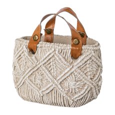 Zement Tasche m.Ledergriffen ALABAMA, 20,5x12x13,5cm, grau