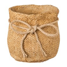 Zement Sack m.Juteschleife BAGGY, 18x17,5x18cm, natur