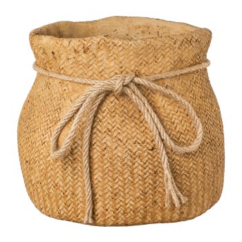 Zement Sack m.Juteschleife BAGGY, 23,5x24,5x23,5cm, natur