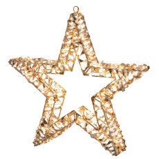Metallgestell Stern mit Glitzerfolie, 500LED, 50x8x50cm/IP44 Adapter 6W, 6h