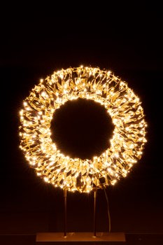 Metal frame wreath on base, glitter foil, 500LED, 33x45x8cm/IP44 adapter 6W, 6h