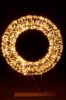Metal frame wreath on base, glitter foil, 720LED, 45x60x10cm/IP44 adapter 6W, 6h