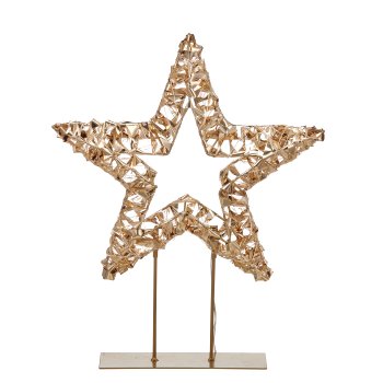 Metallgestell Stern a.Fuß, Glitzerfolie, 400LED, 39x46x11cm/IP44 Adapter 6W, 6h