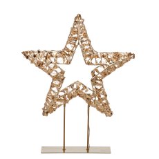 Metallgestell Stern a.Fuß, Glitzerfolie, 400LED, 39x46x11cm/IP44 Adapter 6W, 6h