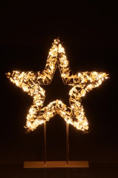 Metallgestell Stern a.Fuß, Glitzerfolie, 400LED, 39x46x11cm/IP44 Adapter 6W, 6h