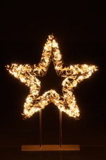Metallgestell Stern a.Fuß, Glitzerfolie, 400LED, 39x46x11cm/IP44 Adapter 6W, 6h