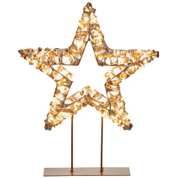 Metallgestell Stern a.Fuß, Glitzerfolie, 400LED, 39x46x11cm/IP44 Adapter 6W, 6h