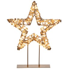 Metal frame star on base, glitter foil, 400LED, 39x46x11cm/IP44 adapter 6W, 6h