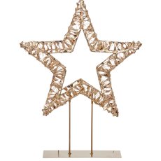 Metal frame star on base, glitter foil, 500LED, 45x13x55cm/IP44 adapter 6W, 6h