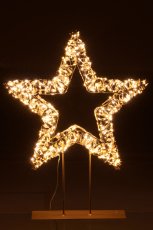 Metal frame star on base, glitter foil, 500LED, 45x13x55cm/IP44 adapter 6W, 6h