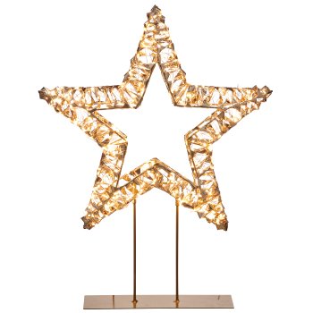Metal frame star on base, glitter foil, 500LED, 45x13x55cm/IP44 adapter 6W, 6h