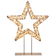 Metal frame star on base, glitter foil, 500LED, 45x13x55cm/IP44 adapter 6W, 6h