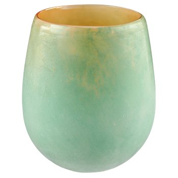 Glass vase PLANET, organic, bulbous, 13.5x13.5x15cm, jade