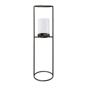 Metal Tealight Holder with Glass The Tower, 20x20x80cm, Black