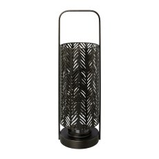 Metall Windlicht FLORALIS, 16,5x15x37/60cm, schwarz, 25cm Glass Höhe