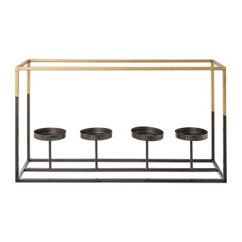 Metall Rahmen 4er Kerzenhalter m.Glas GOLDEN TOUCH, 50x20x35cm, alt gold